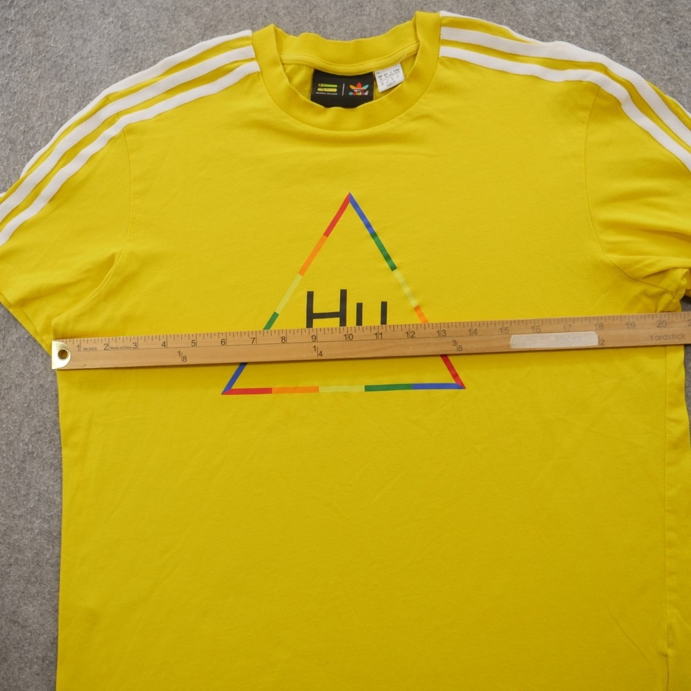 Adidas x Pharrell Williams Top Womens Medium Yellow Shirt Hu Human Graphic Print - Picture 8 of 11